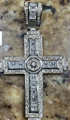 #ad Sterling Silver Cubic Zirconia Cross Pendant $49.00