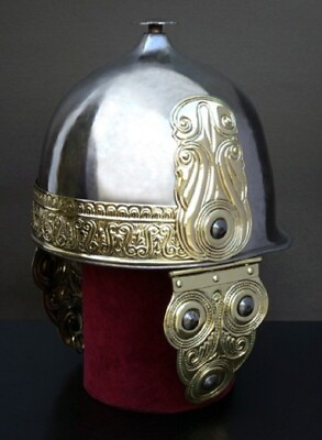 #ad Viking knight roman steel Reenactment Roman Celtic Helmet w Brass Accent $217.55