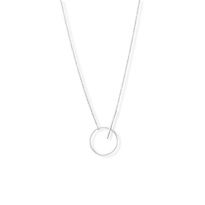 #ad Women#x27;s Dainty Minimalist Simple 24mm Circle Bar 925 Silver Necklace Jewelry 16quot; $49.50