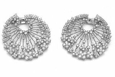 #ad Luxurious Round Shape White Cubic Zirconia Dangle Women#x27;s Wedding Earrings $174.00