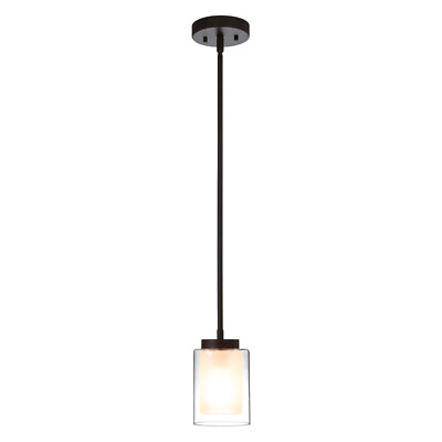 #ad Mini Pendant Light with Dual Glass Dark Bronze Single Hanging Ceiling Light $41.99