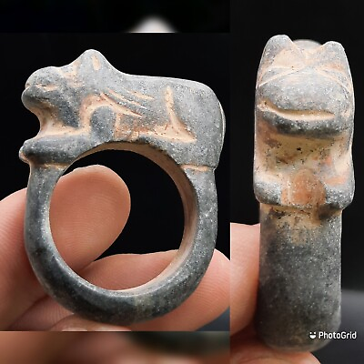 #ad Ancient near Eastern Old Stone unique ring Animal Carved on top $29.00