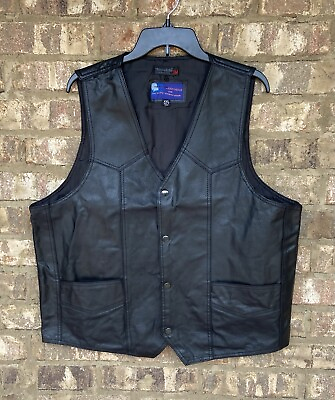 #ad Vance Leathers USA Men’s Black Leather Vest Size XXL $26.99