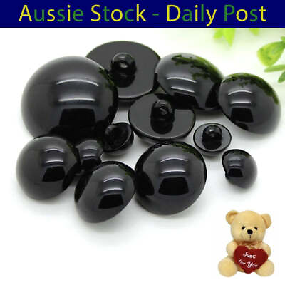 #ad Buttons Round Mushroom Domed Sewing Shank Black DIY Animal Eyes Toy 20pcs AU $21.53