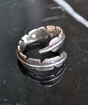 #ad sterling silver leaf ring wrap ring Leaf ring R164 $18.99