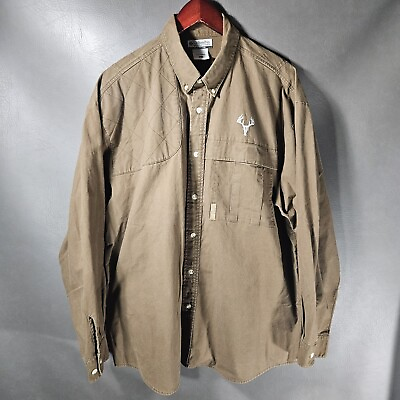 #ad Vintage Columbia Shirt Mens XL Brown Hunting Shooting Long Sleeve Casual Deer $29.97