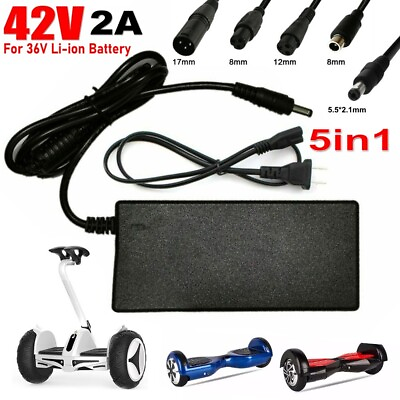 #ad 5 IN 1 42V 2A Power Adapter Charger for 36V Li ion Battery Electric Scooter $15.69