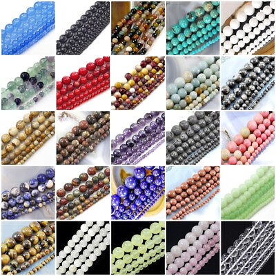 #ad Natural Gemstone Round Loose Bead 4mm 6mm 8mm 10mm 12mm 15quot; Bulk lot Wholesale $8.99