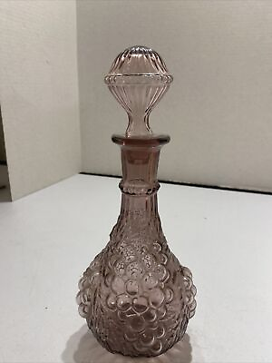 #ad HTF Imperial Glass Amethyst Genie Bottle Decanter with Grapes 12” IR $40.00