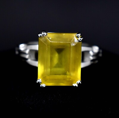 #ad 7 Gm Yellow Sapphire Radiant Cut Solid 925 Sterling Silver Statement Ring US 8 $44.99