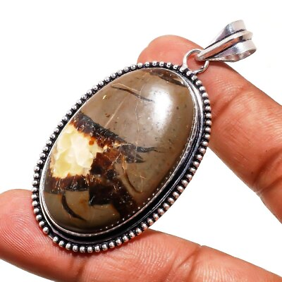 #ad Septarian Loose Gemstone Handmade Silver Plated Jewelry Pendant 2.5quot; PG 6344 $5.27