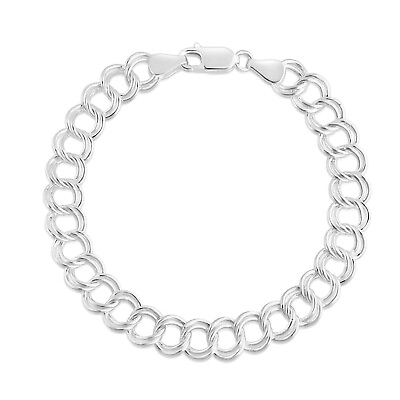 #ad 925 Sterling Silver 9MM Double Link Charm Bracelet Chain For Men and Women 7.5quot; $17.99
