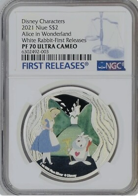 #ad Alice In Wonderland White Rabbit 2021 Niue 1oz .999 Silver Coin NGC PF70 UC FR $250.00