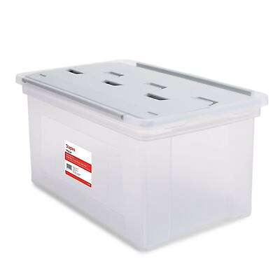 #ad TRU RED Hanging File Box Wing Lid Letter Size Clear TR58300 $21.83