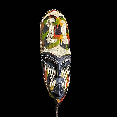#ad African Carved Wood Masks Tribal Ghana Mask Of The African Handmade Mask 7916 $78.15