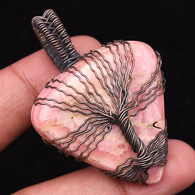 #ad Rhodochrosite Gemstone Copper Wire Wrapped Handmade Jewelry Pendant 2.01quot; $11.37