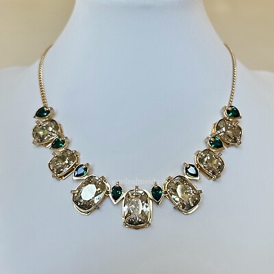 #ad Swarovski Crystal Green Gold Tone Large Haven Collar Statement Necklace 5288945 $250.00