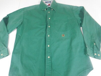 #ad Tommy Hilfiger Mens Shirt Large green regular button down $4.20
