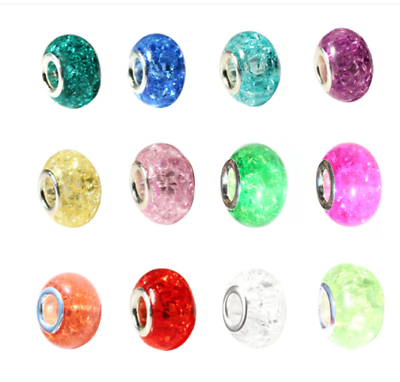 #ad Ice Cracked resin large hole Spacer Beads Fit Charms European Bracelet Crafts $29.99