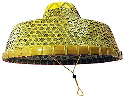 #ad Chinese Natural Bamboo Braid Hats Ancient Big Hat Fishing Hat Yellow $38.99