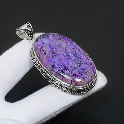 #ad Charoite Natural Gemstone Silver Pendant 925 Sterling Silver Pendant For Gifts $14.99