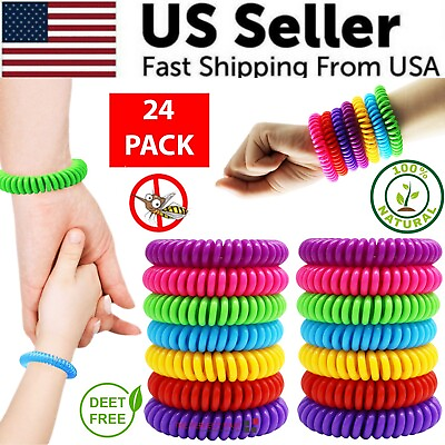 #ad 24 Pack Anti Bug Insect Pest Repellent Bracelet Wrist Band Natural Protection US $9.89