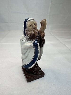 #ad Vtg Jewish Man Blowing Horn in White Robe Figurine Decor Israel Judaica 5quot; $19.99