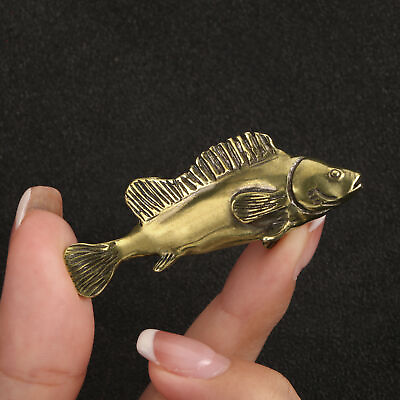 #ad 1 PC Small Brass Fish Statue Brass Fish Figurines 56*20mm Home Office Decor $9.39