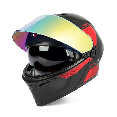 #ad Flip Up Motor Street Helmet DOT Modular Full Face Motorcycle Helmet Dual Visor $139.98