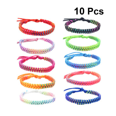#ad 10 Pcs Miss Woven Wrist Bracelet Link Bracelets Women Weaving Cord Bangles New $10.63