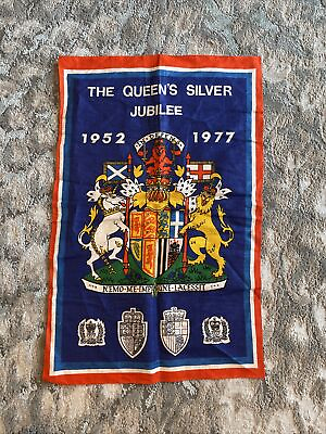 #ad The queens silver jubilee 1952 to 1977 linens banner $15.21