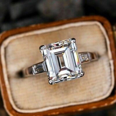 #ad 2.50Ct Emerald Cut Lab Created Diamond Wedding 14k White Gold Finish Gift Ring $63.00