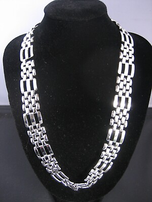 #ad Superb silver metal necklace 46 cm length AU $26.99