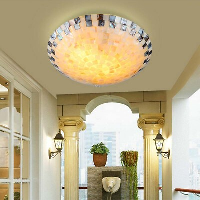 #ad Traditional Flush Mount Ceiling Light Tiffany Style Chandelier Shell Shade Decor $74.90