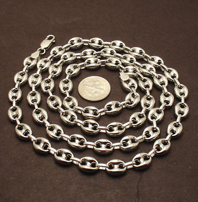 #ad 9mm Puffed Mariner Link Chain Necklace Anti Tarnish Real Sterling Silver $252.00