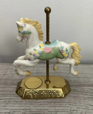 #ad Vintage Westminster Mini Carousel Collection Porcelain Bisque Horse quot;Brassquot; Base $11.62