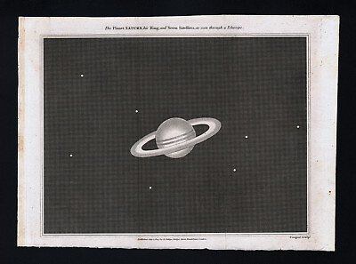 #ad 1809 Astronomy Print Saturn Rings amp; Moons Solar System Planet Telescope $159.20