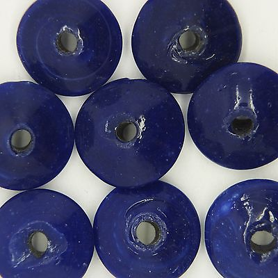 #ad Glass Beads Blue Opaque Disc Rondelle 16x6mm. Pack of 10. Made in India. $5.97