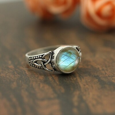 #ad Blue Fire Labradorite 925 Sterling Silver Handcrafted Ring $39.99