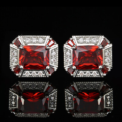 #ad Fashion French Shirt Red Crystal Cufflinks Light Luxury Zirconia Cuff Studs $10.44