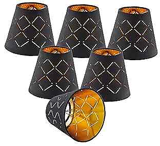 #ad Small lamp shades set of chandelier shades 3quot; Xquot; X 5quot; black linen 6 Black 2 $54.37