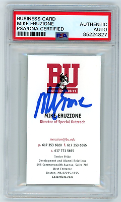 #ad Mike Eruzione Signed Boston University Business Card Ice Hockey Auto PSA $79.99