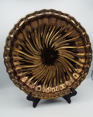 #ad Vintage Gorham Brass Swirl Platter Bowl 11 in. BR3 Ornate Home Decoration $33.99