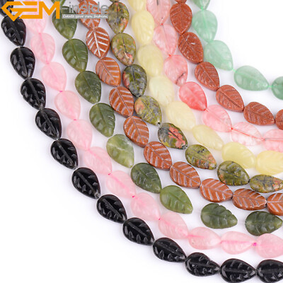 #ad Assorted Natural Leaf Double Carved Gemstone Beads For Jewelry Making 15quot; 8x11mm $8.08