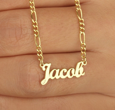 #ad Custom Jewelry Name Necklace Personalized Nameplate Figaro Chain Stainless Steel $17.89