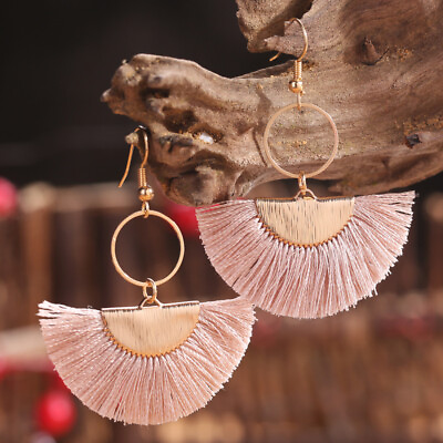 #ad Boho Gold Circle Fringe Tassel Dangle Statement Earrings Women Bohemian Jewelry $2.24