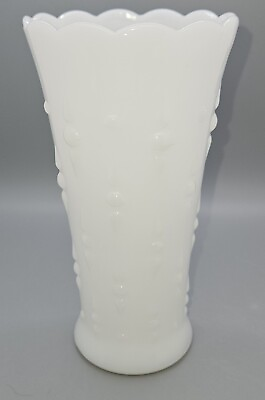 #ad Art Deco Style Milk Glass Vase. Dots And Arrows Pattern. 7 1 4quot; Great Condition $12.95