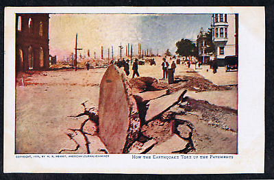 #ad HOW THE EARTHQUAKE TORE UP THE PAVEMENT POSTCARD UNDIVIDED 1906 SAN FRANCISCO $9.99