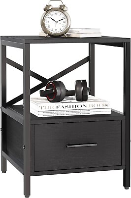 #ad Brooklyn Nightstand with Drawer Black End Tables Drawer $62.41