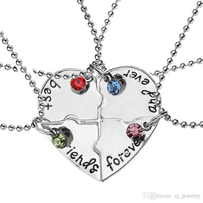 #ad 2 3 or 4 Piece Best Friend Bestie Heart Necklace Simulated Multiple Styles $6.99